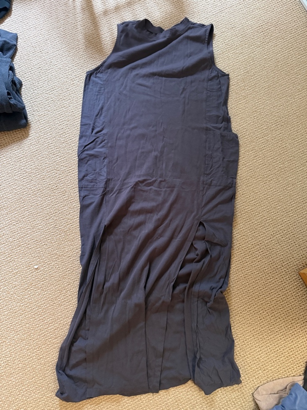 lunya Sleeveless Maxi Skirt Dress in Charcoal